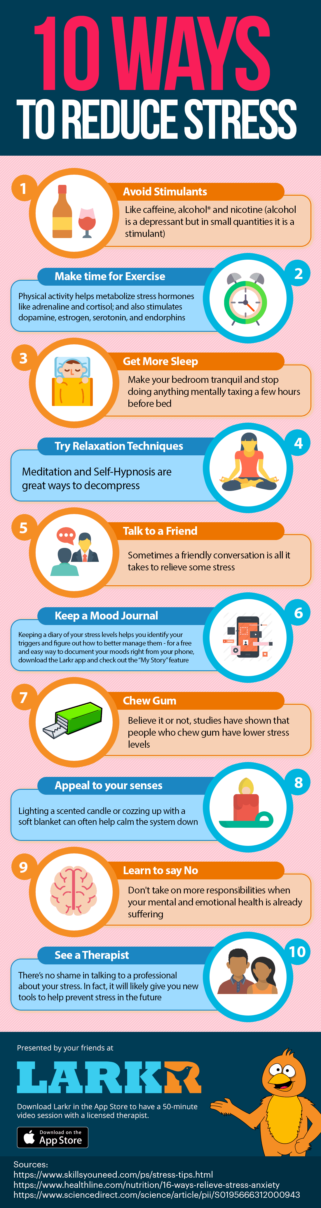 10 Ways Reduce Stress Infographic