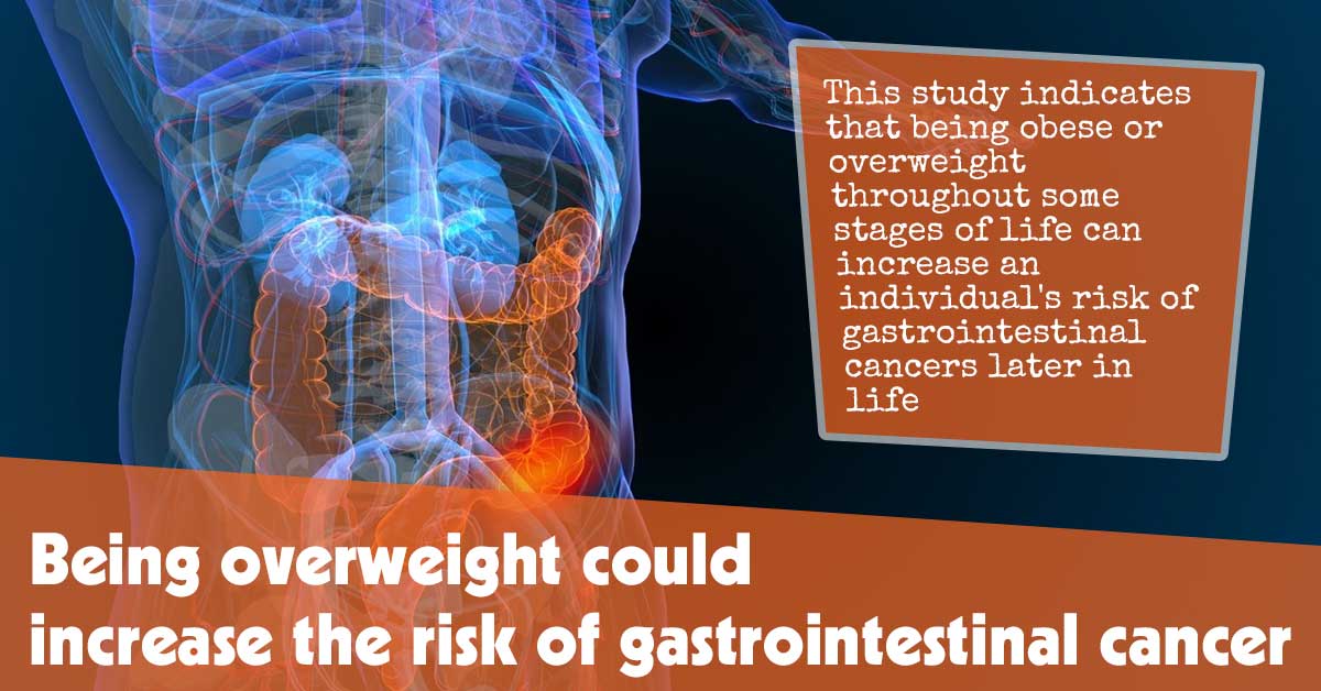 Being overweight can increase the risk of gastrointestinal cancer