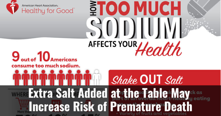 Extra Salt Added At The Table May Increase Risk Of Premature Death