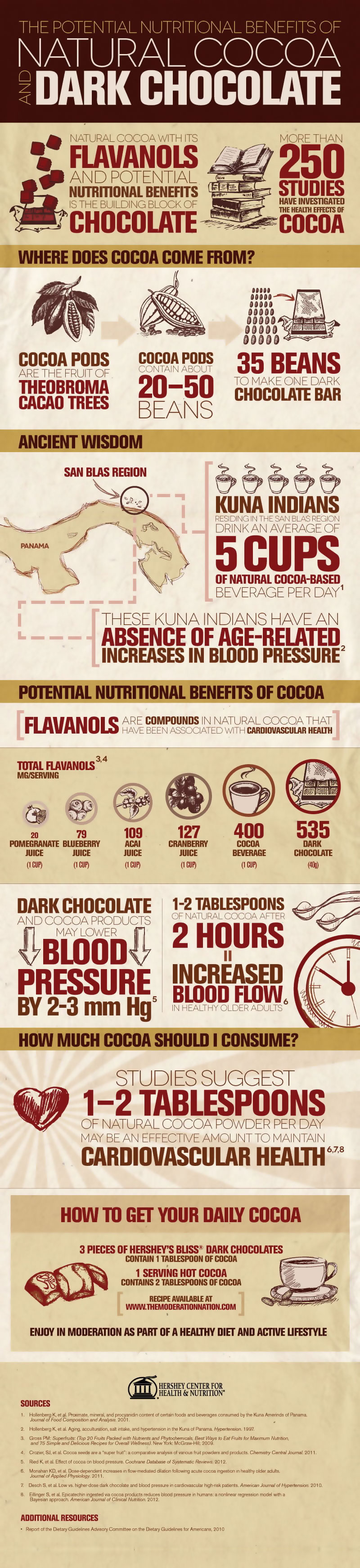 Infografik zu natürlichem Kakao und dunkler Schokolade