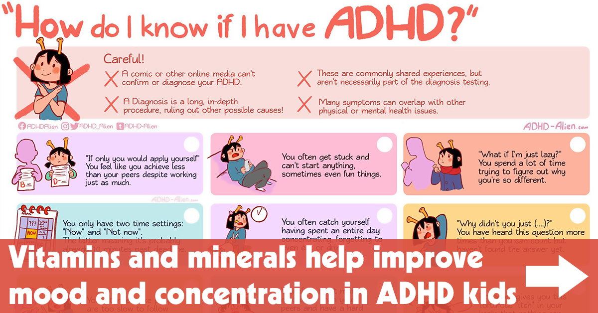 Vitamins and Minerals Help Improve Mood and Concentration in ADHD Kids