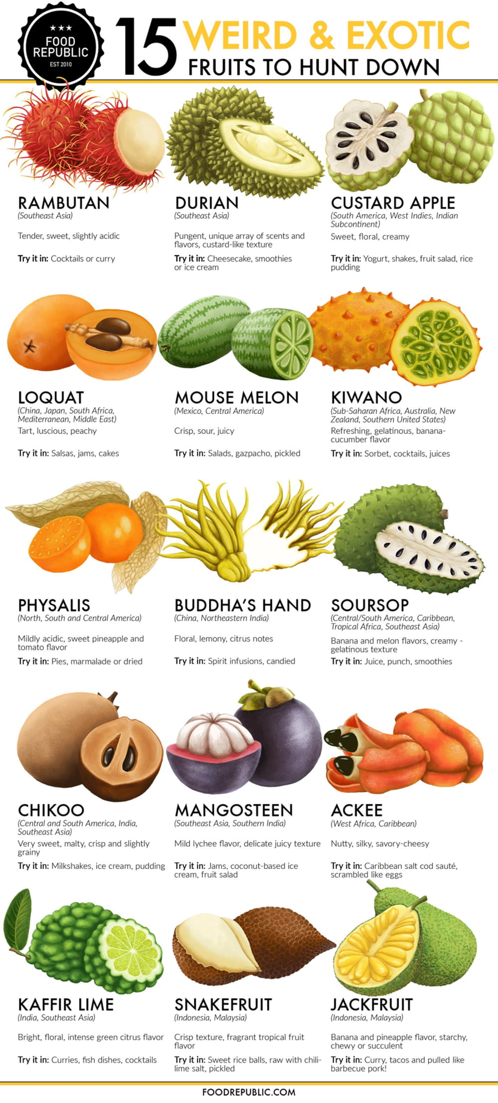 Seltsame und exotische Früchte Infografik